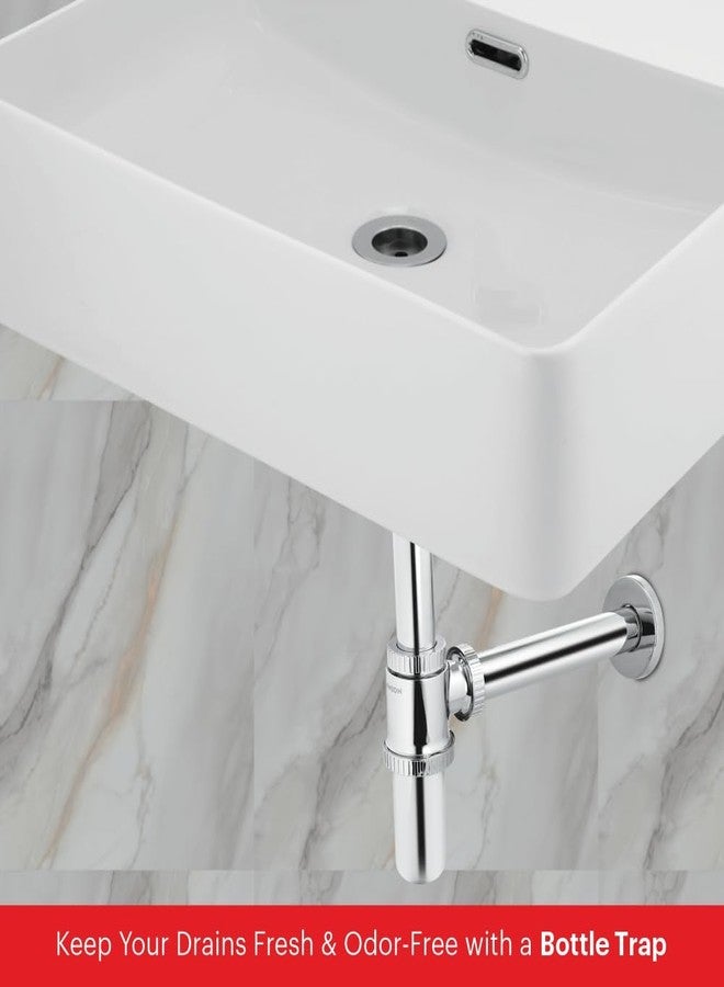 Johnson Bathrooms Johnson ABS Bottle Trap for Wash Basin with 190 mm Outlet Pipe | ABS Material | Chrome Plated Glossy Finish with Wall Flange | Anti Cockroach Trap | 1 Year Warranty (Pack of 1) - Image 2